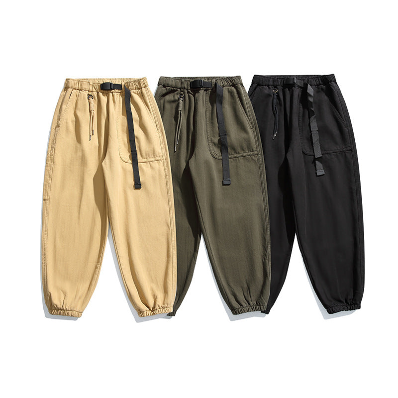 Men's Loose Cargo Jogging Pants with Elastic Waistband Drawstring and Utility Pockets Mune Fashion