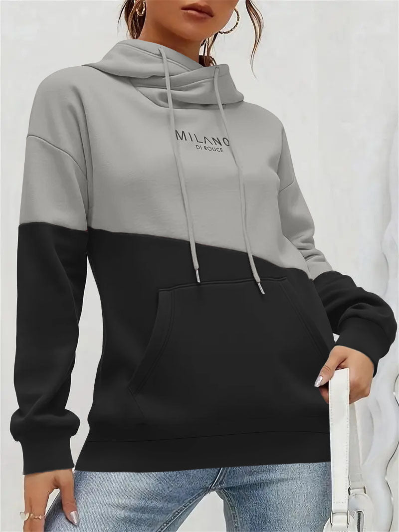 Women's hoodie with colorblock, kangaroo pocket, and oversized fit Mune Fashion