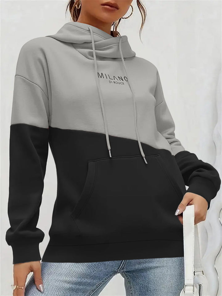 Women's hoodie with colorblock, kangaroo pocket, and oversized fit Mune Fashion