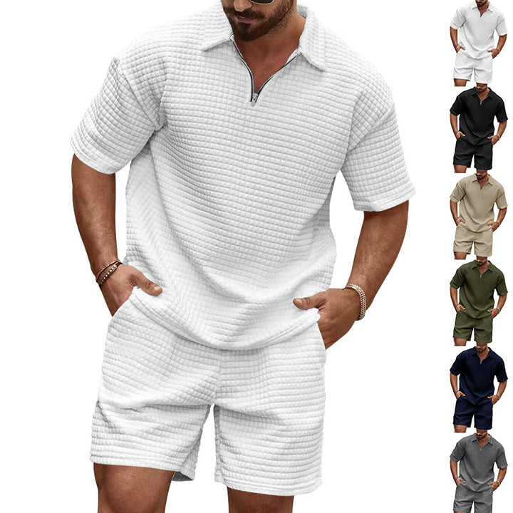 Men's two-piece structured leisure set with zip collar Mune Fashion
