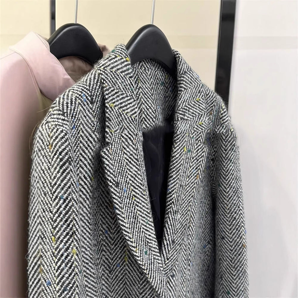 Women Classic Herringbone Blazer Mune Fashion