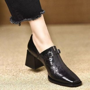 Women's Elegant Slingback Ankle Boots with High Gloss Look Mune Fashion