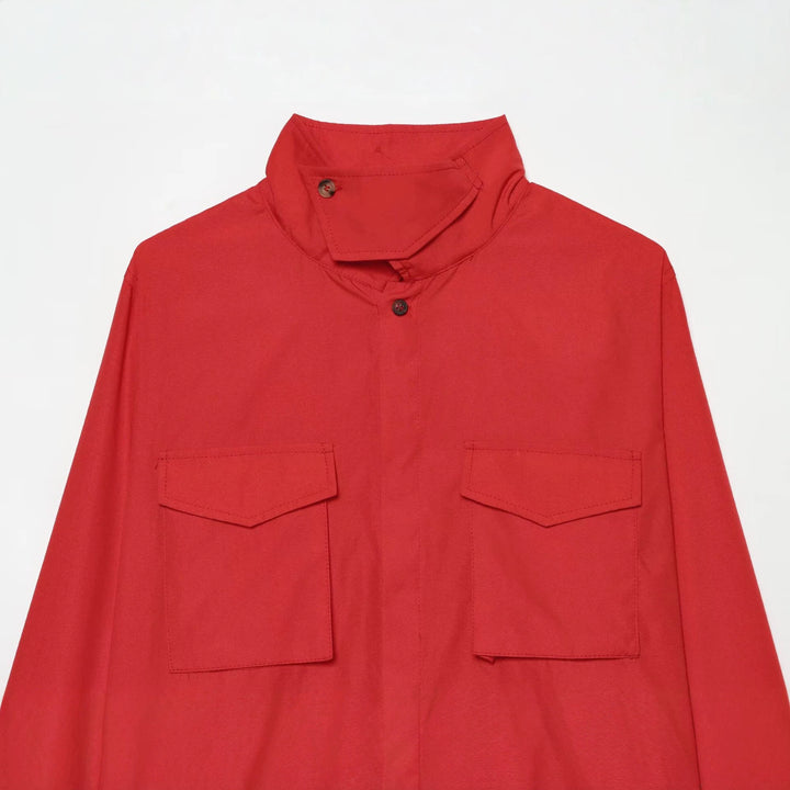 Women's Lightweight Utility Shirt with High Stand Collar and Patch Chest Pockets Drune