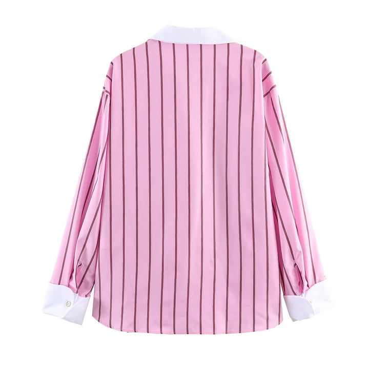 Women's oversized shirt with contrast collar and cuffs Mune Fashion