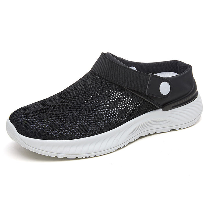 Women's breathable knit clog with adjustable heel strap and cushioned EVA platform sole Mune Fashion