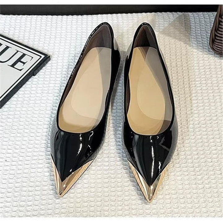 Women's pointed-toe pumps with leopard velvet look and metallic cap toe Mune Fashion