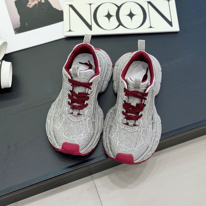 Women's sporty glittering chunky sneakers with padded comfort Mune Fashion