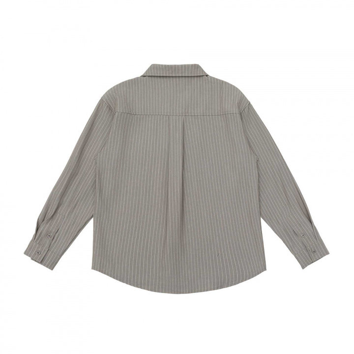 Unisex Boxy Shirt Jacket with Lapel Collar, Chest Pocket and Fine Pinstripe Mune Fashion