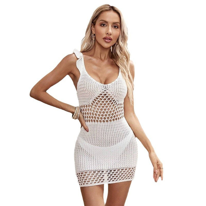 Women's crocheted beach dress with unique net structure Mune Fashion