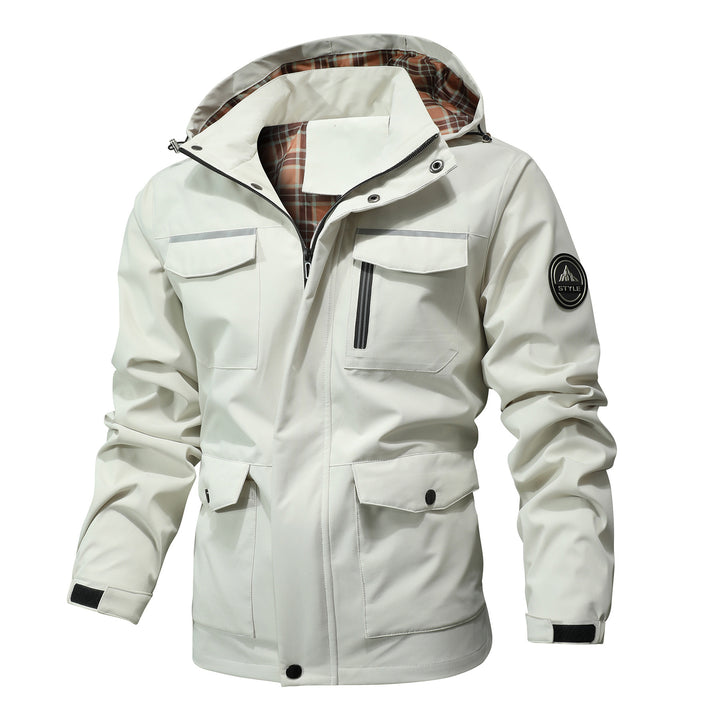Men's Waterproof Functional Parka with Hood, Multiple Pockets and Checked Lining Mune Fashion