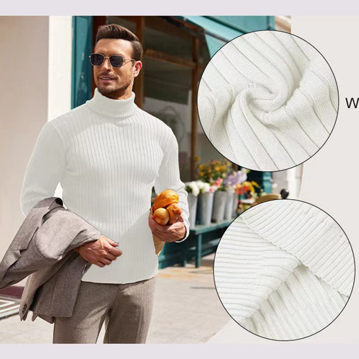 Men's ribbed fine-knit turtleneck sweater Slim Fit Mune Fashion