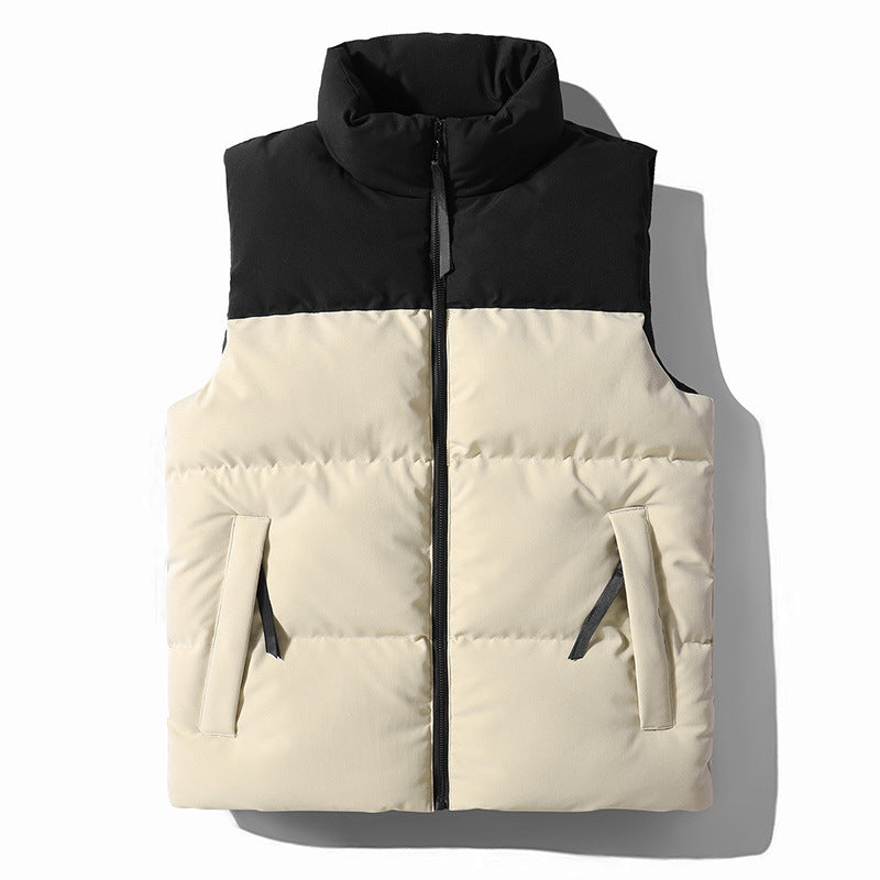 Men's Quilted Thermal Padded Vest with High Collar and Windproof Shoulder Yoke Mune Fashion