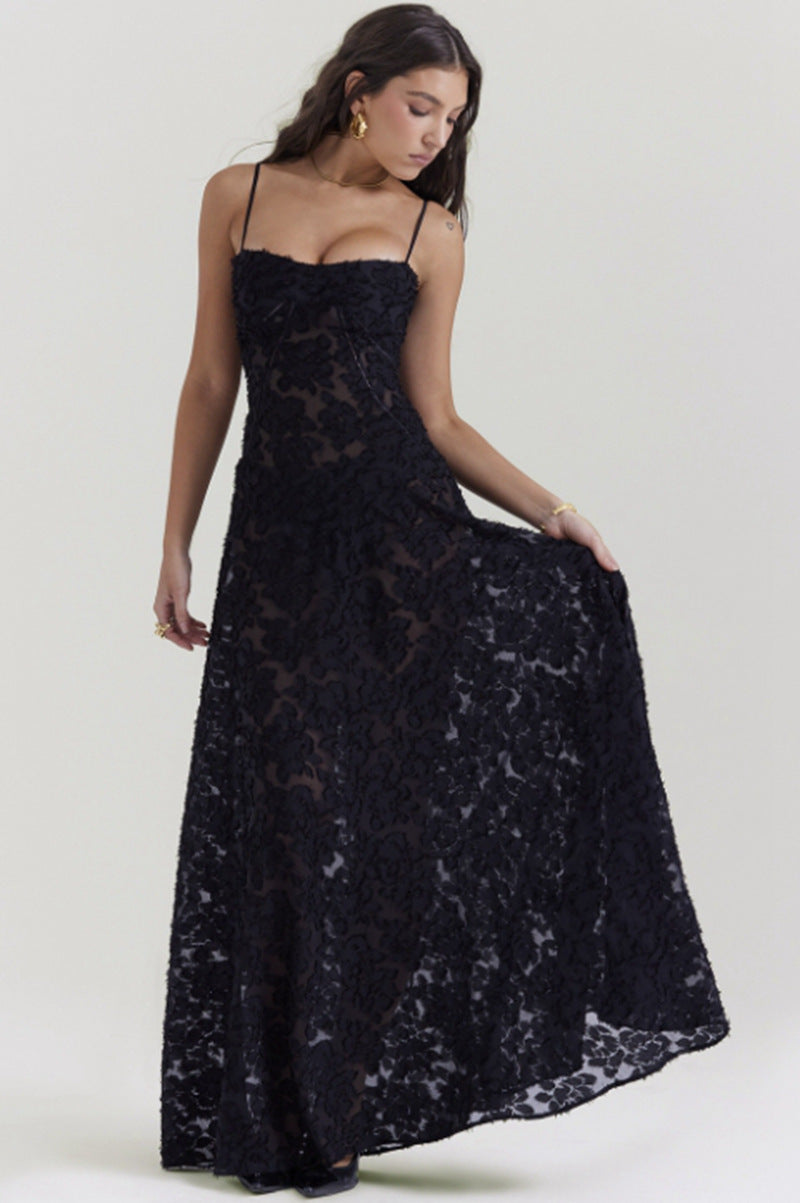Ladies flowing maxi dress with corset top and spaghetti straps Mune Fashion