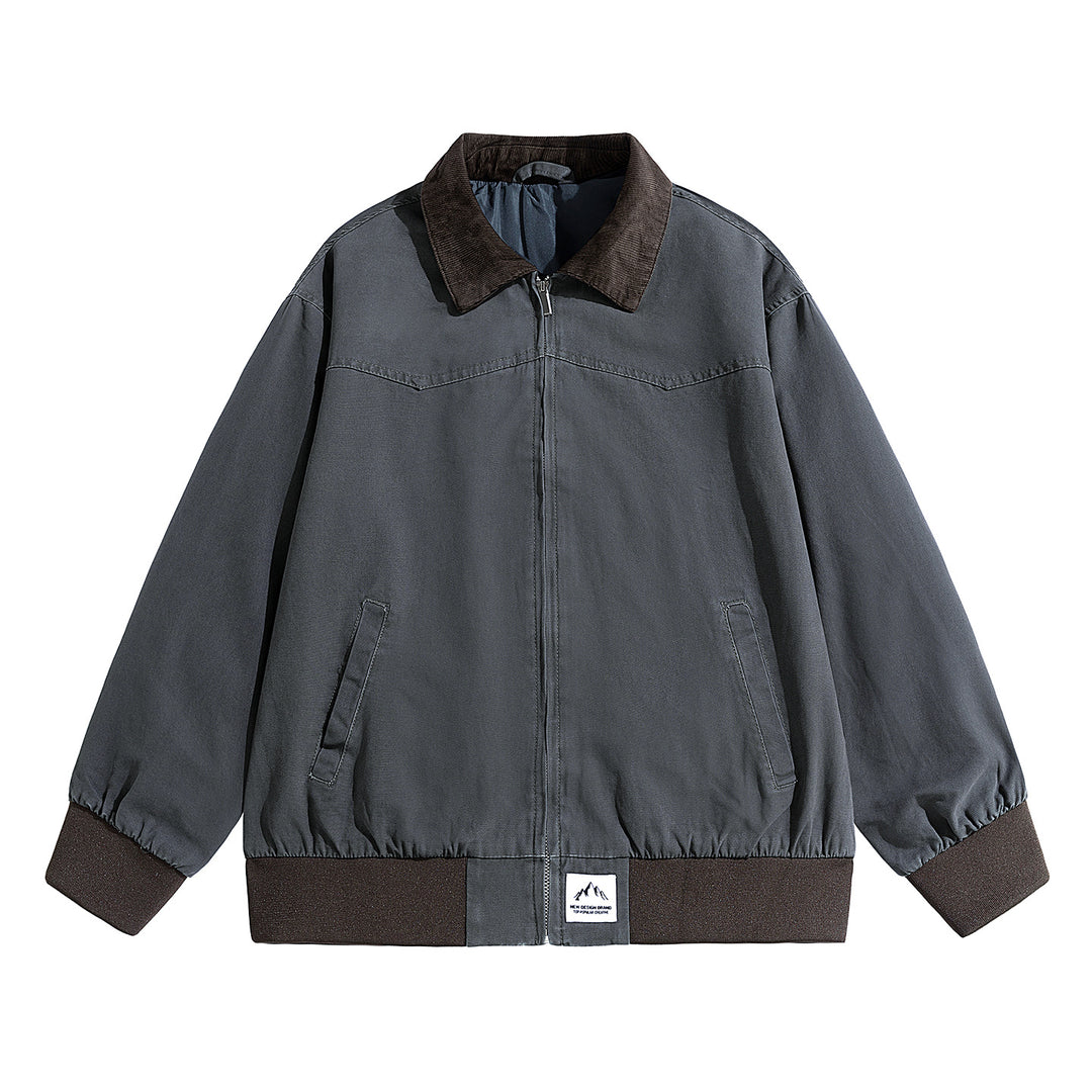 Men's Oversized Field Bomber Jacket with Cord Collar, Elastic Hem & Concealed Zipper Mune Fashion