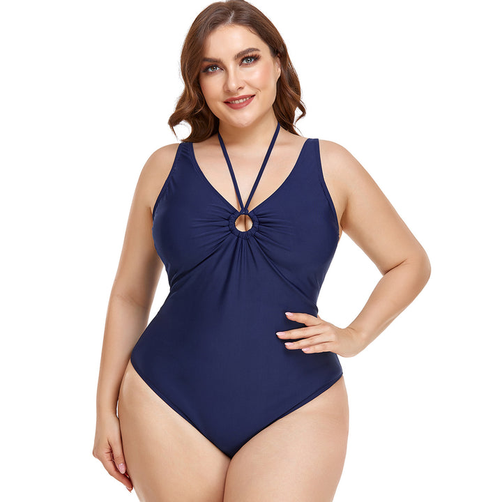 Women Elegant High-Cut One-Piece Swimsuit with Fashionable Ring Detail Mune Fashion