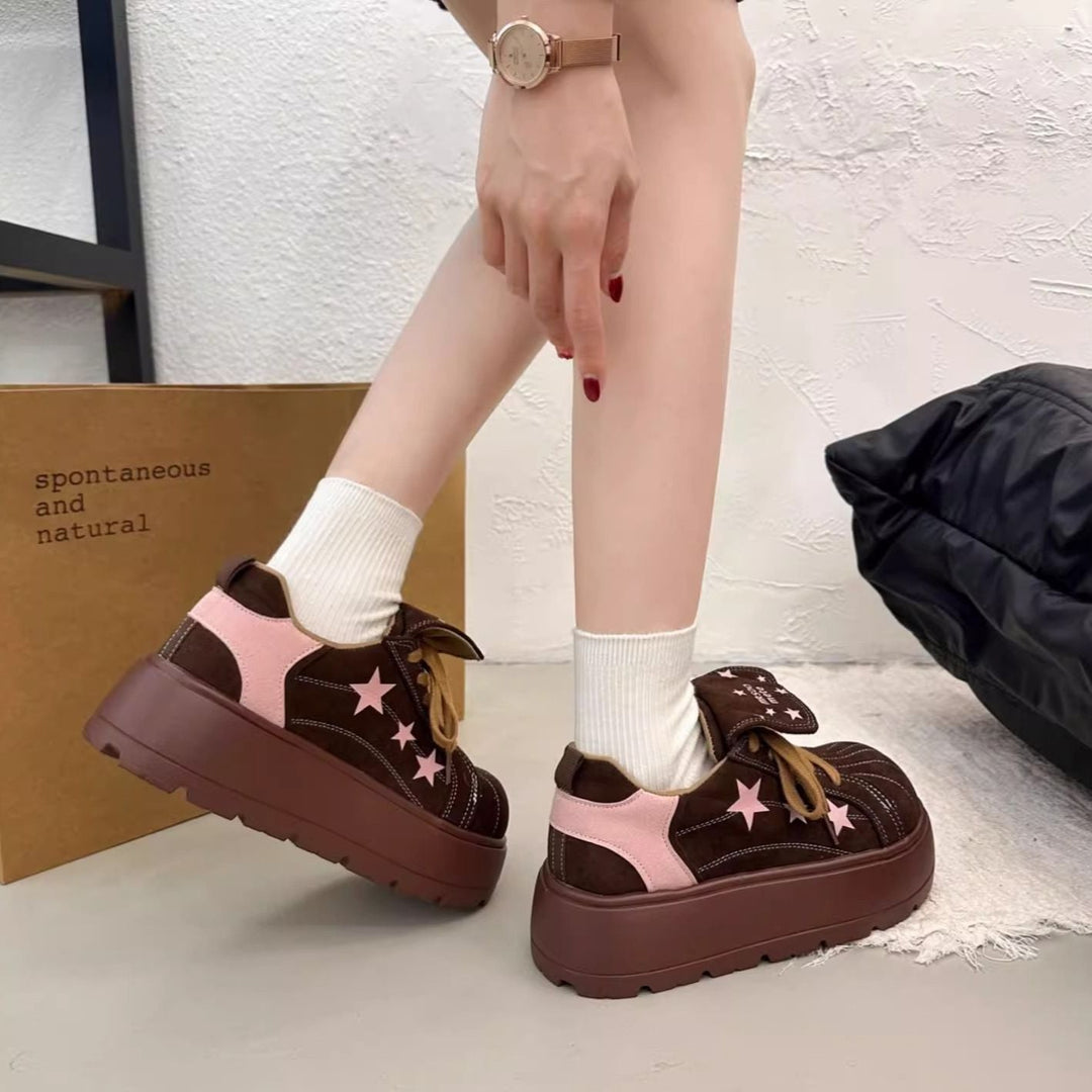 Women's Platform Sneakers with Playful Star and Bow Details Mune Fashion