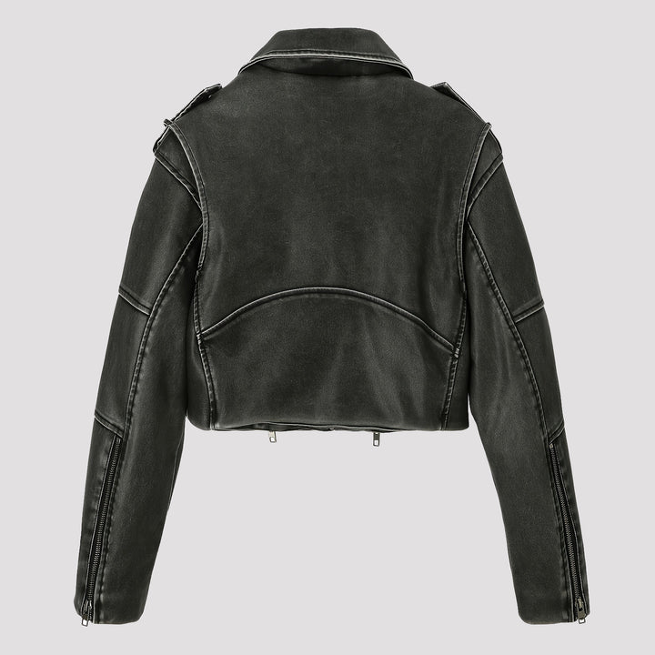 Women's Cropped Biker Jacket Mune Fashion