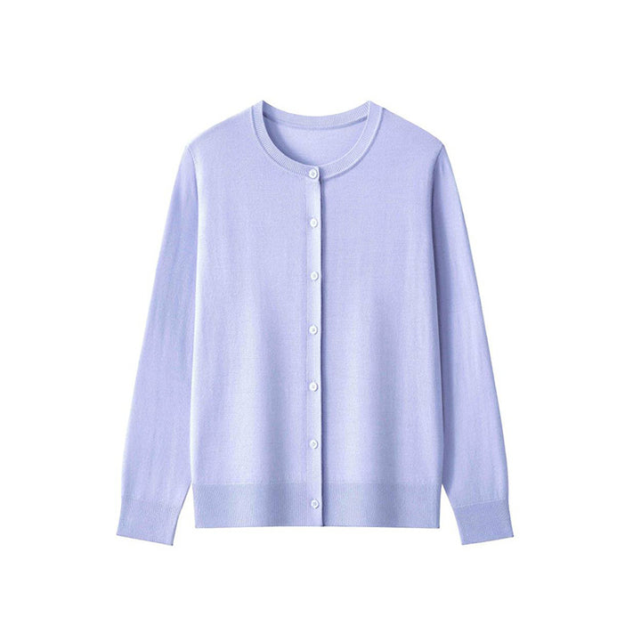 Women's fine knit cardigan with round neckline and button placket Mune Fashion
