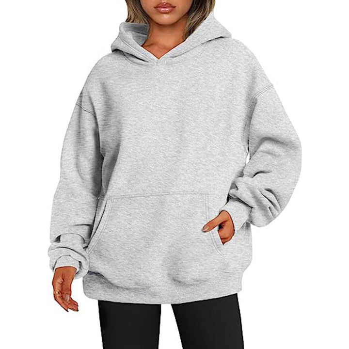 Women's oversized hooded sweatshirt made of soft cotton blend with kangaroo pocket Mune Fashion