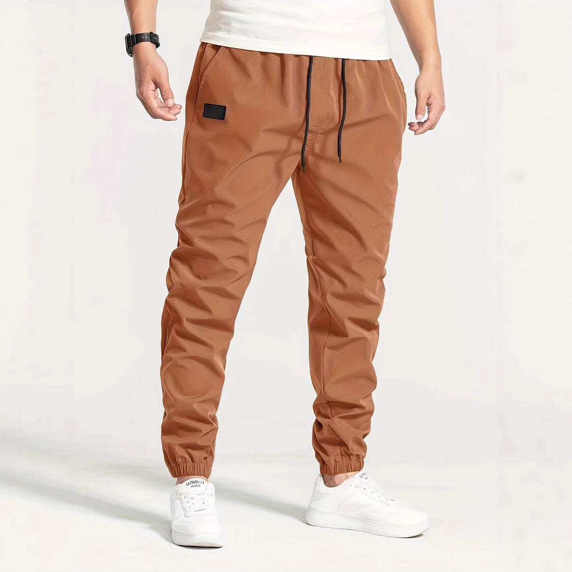 Men's Technical Jogging Pants in Tapered Utility Style with Elastic Waistband & Ankle Cuffs Mune Fashion