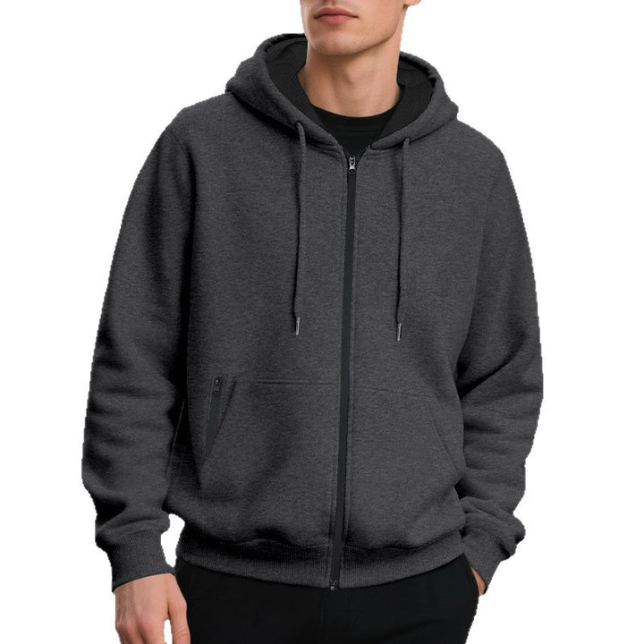 Men's oversized zip-up hoodie with kangaroo pockets and contrasting inner lining Mune Fashion