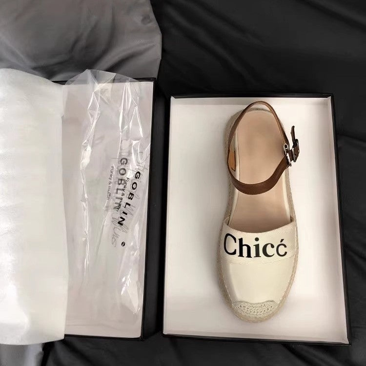 Ladies espadrille slingback with braided platform sole and logo detail Mune Fashion