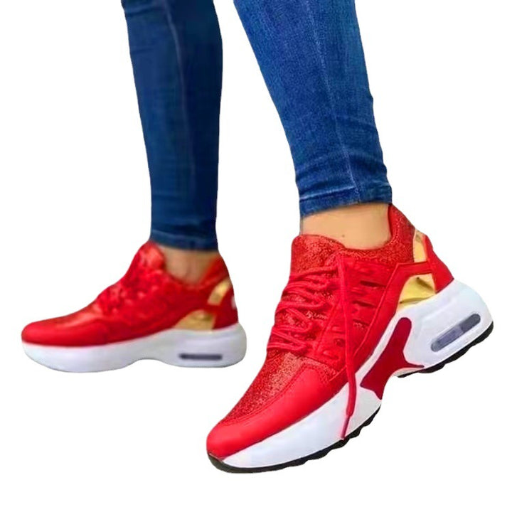 Women's sporty platform sneakers with visible air cushion, cushioned comfort insole, and breathable mesh detail Mune Fashion