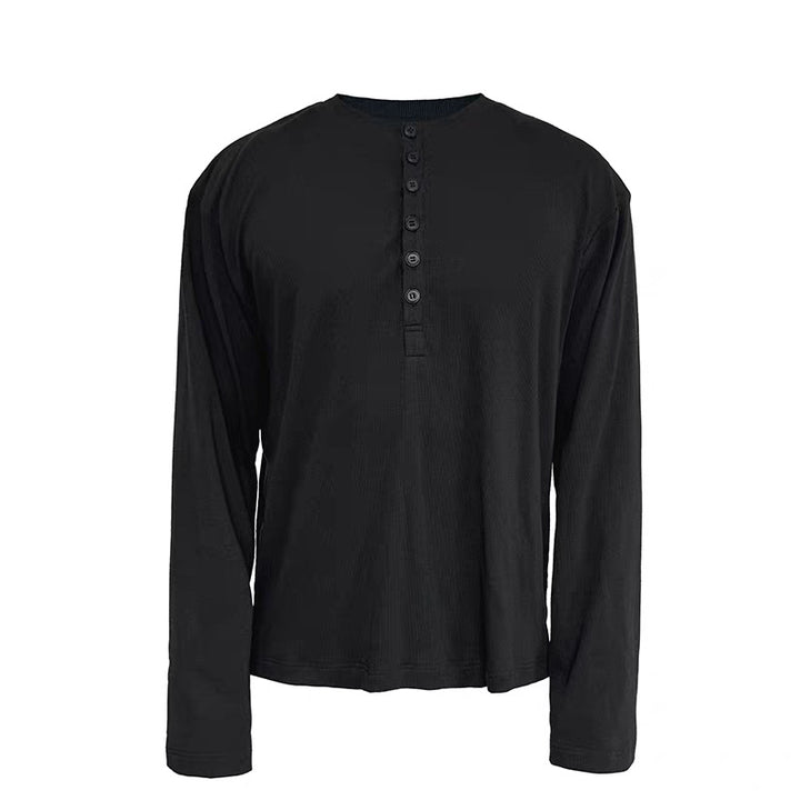 Men's lightweight Henley long sleeve made of fine rib jersey with button placket and regular fit Mune Fashion