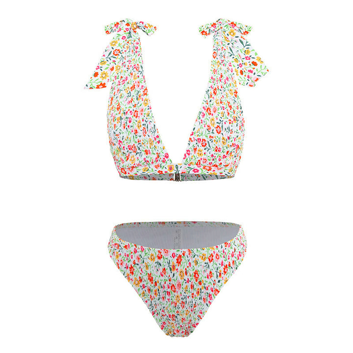 Women Playful Triangle Bikini with Ruffles and Bows Mune Fashion