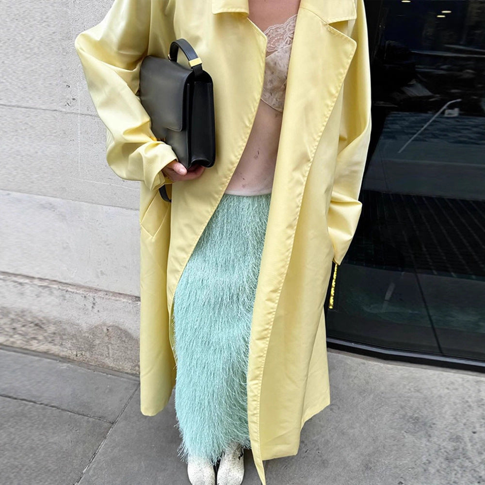 Ladies Maxilength Oversize Coat in Cocoon Cut with Concealed Button Placket Mune Fashion