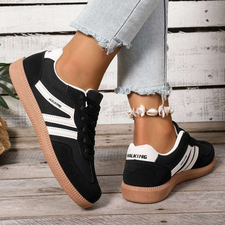 Damen Retro-Sneaker mit Veloursleder-Optik, gepolstertem Komfortfußbett und profilierter Gummilaufsohle Mune Fashion