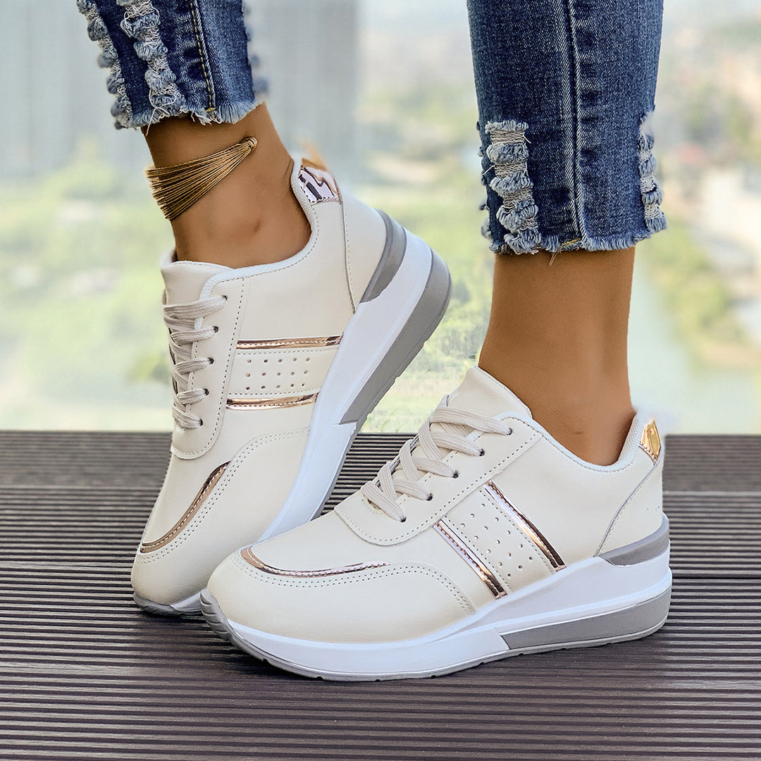 Women's nan city sneakers with cushioned wedge sole, padded comfort insole and elegant metallic details Mune Fashion