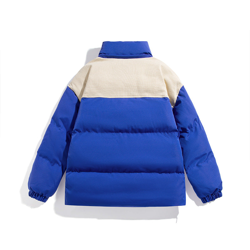 Men's Padded Oversize Quilted Jacket with High Stand-Up Collar and Contrasting Shoulder Panel Mune Fashion