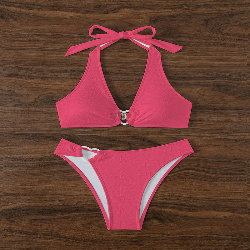 Women's Triangle Bikini with Heart Detail and Fashionable Cut Mune Fashion