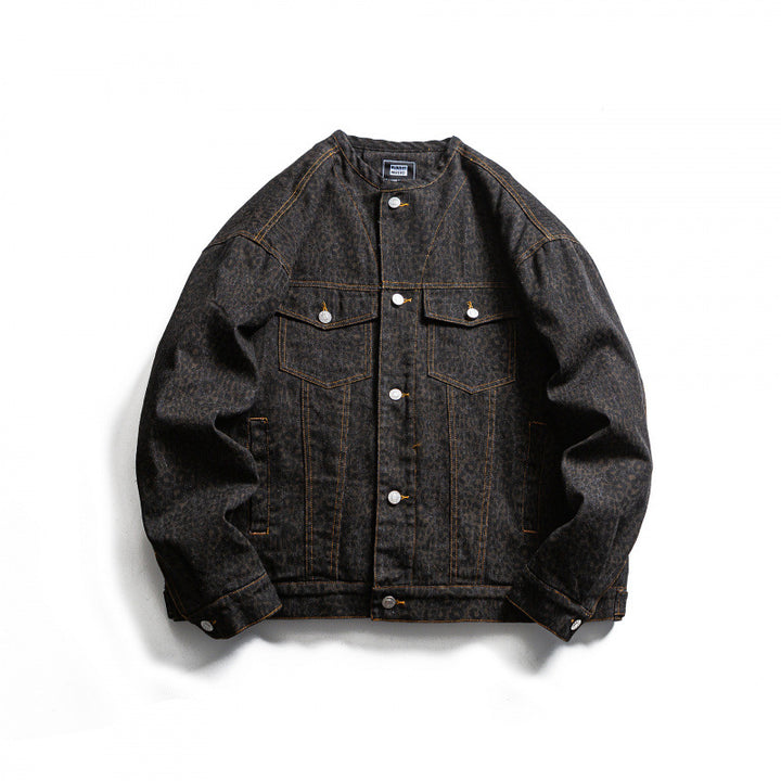 Men's Round Neck Denim Jacket in Boxy Cut with Contrast Stitching and Flap Pockets Mune Fashion