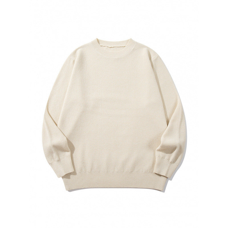Unisex Boxy fine knit pullover with waffle structure and ribbed hem Mune Fashion