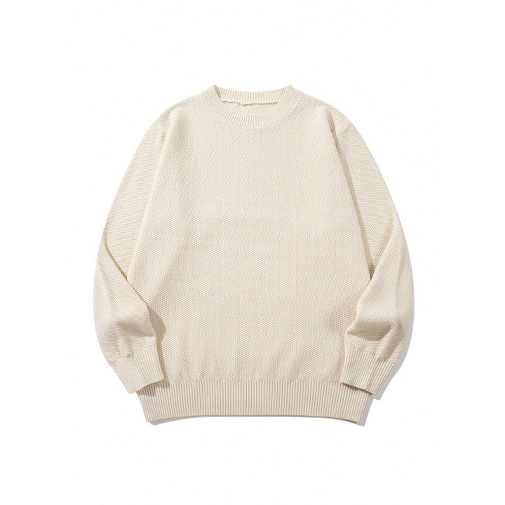 Unisex Boxy fine knit pullover with waffle structure and ribbed hem Mune Fashion