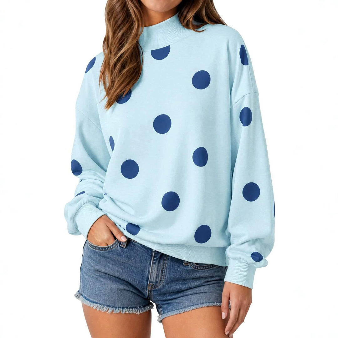 Women's loose-fitting sweatshirt with stand-up collar and large dots Mune Fashion