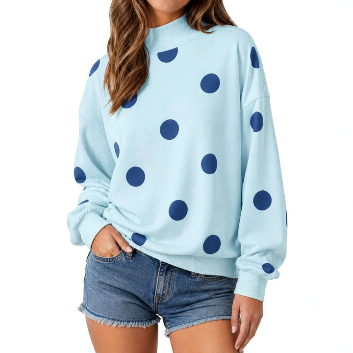 Women's loose-fitting sweatshirt with stand-up collar and large dots Mune Fashion