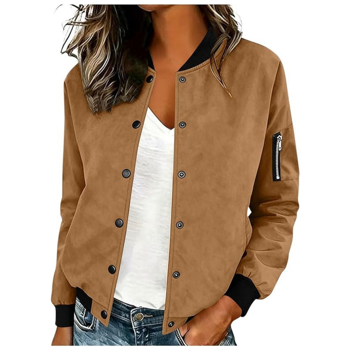 Women's bomber jacket with snap buttons, sleeve zip pocket and ribbed cuffs Mune Fashion