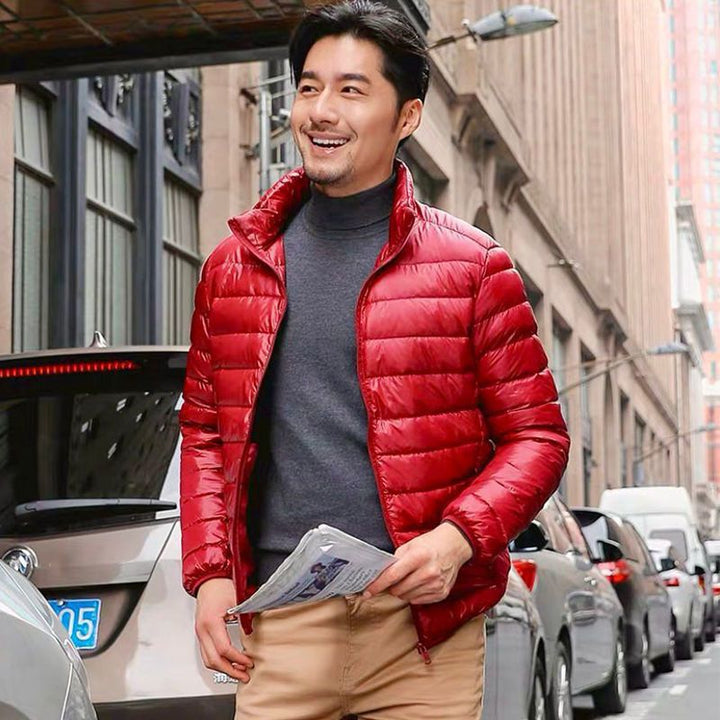 Men's ultralight quilted hooded jacket with wind-resistant shell and compact packing function Mune Fashion