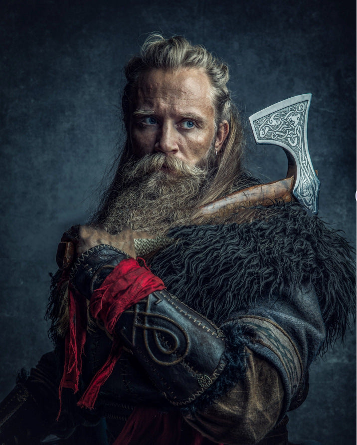Men's historically inspired faux fur shoulder cape with leather straps Mune Fashion