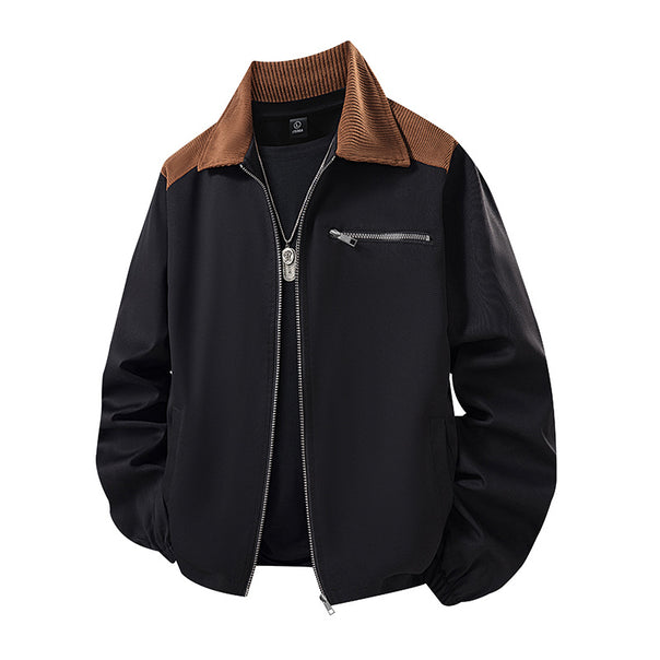 Herren Leichte City‑Bomberjacke mit Cordkragen, Zwei‑Wege‑Reißverschluss und Brust‑Zip Mune Fashion