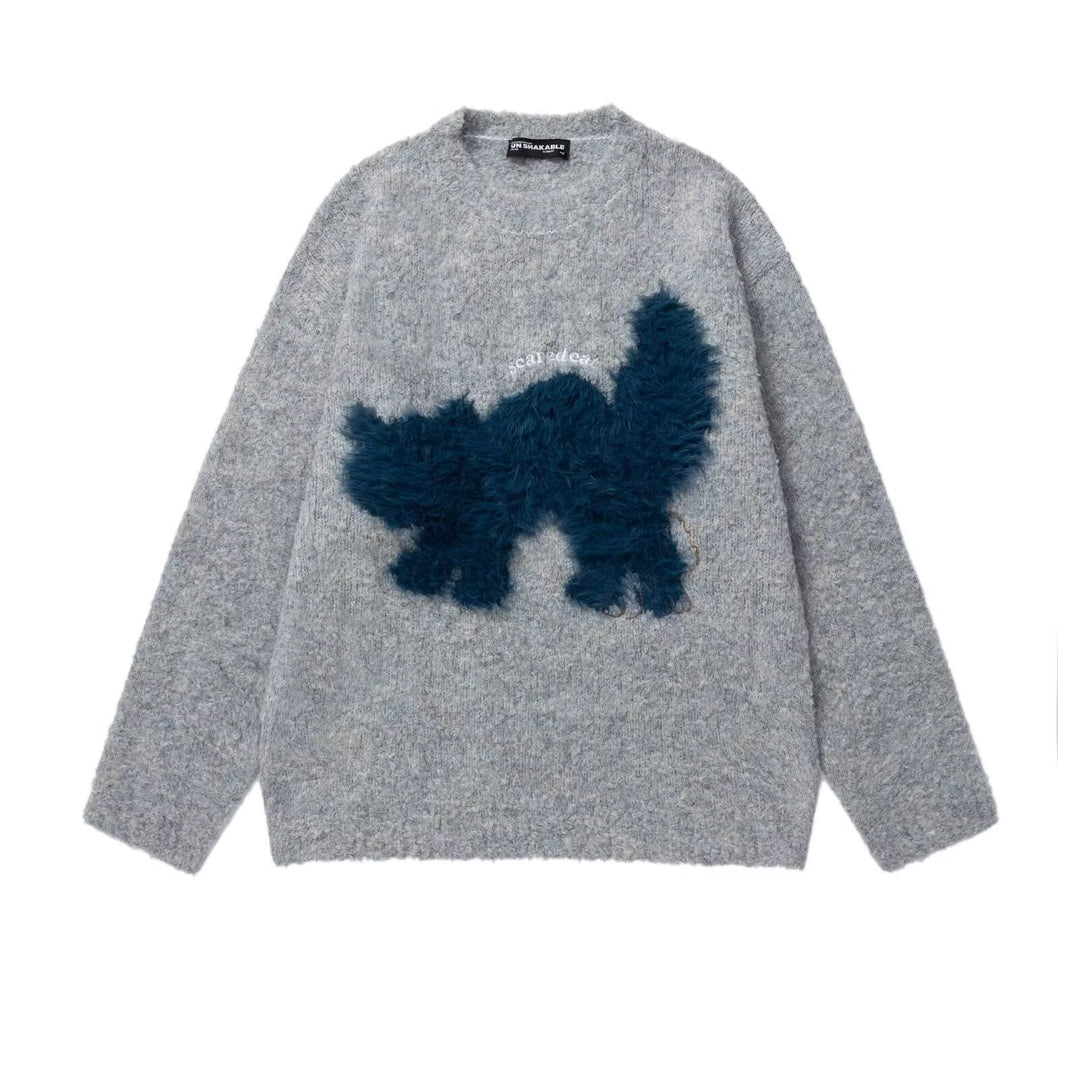 Women's Cozy Sweater with Effect Yarn and Animal Motif Mune Fashion