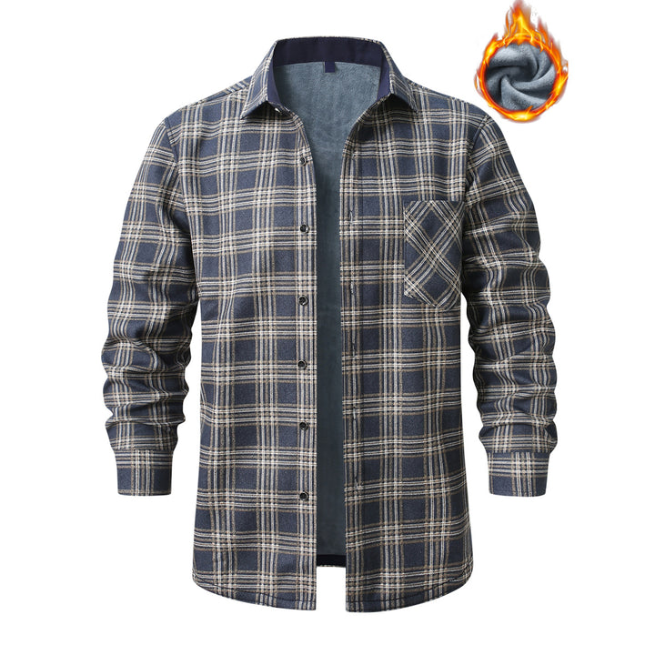 Men's checked flannel shirt with warming fleece lining and patch chest pocket Mune Fashion