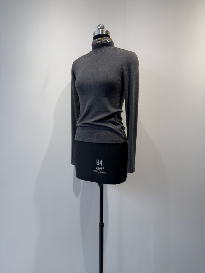 Women's Mock Neck Long Sleeve Shirt Mune Fashion