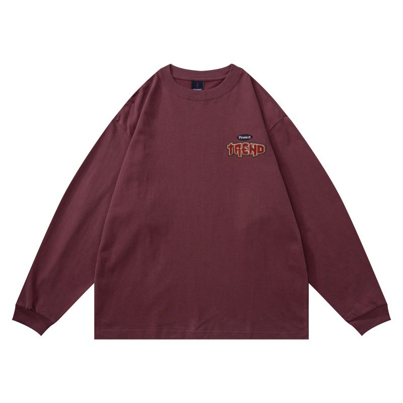 Unisex Oversize Long Sleeve Shirt made of heavy cotton blend with round neck and subtle chest embroidery Mune Fashion