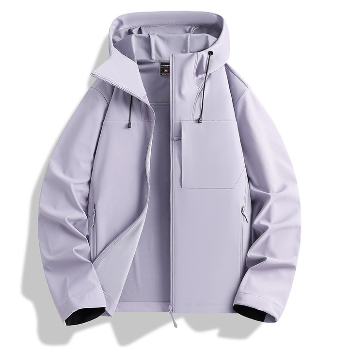 Women's lightweight waterproof hooded jacket with breathable coating, zippered pockets, and adjustable cuffs Mune Fashion