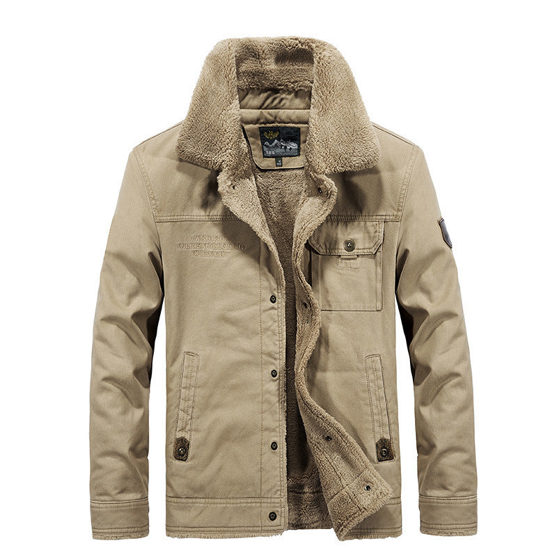 Men's Robust Canvas Field Jacket with Teddy Lining, Stand Collar and Utility Pockets Mune Fashion