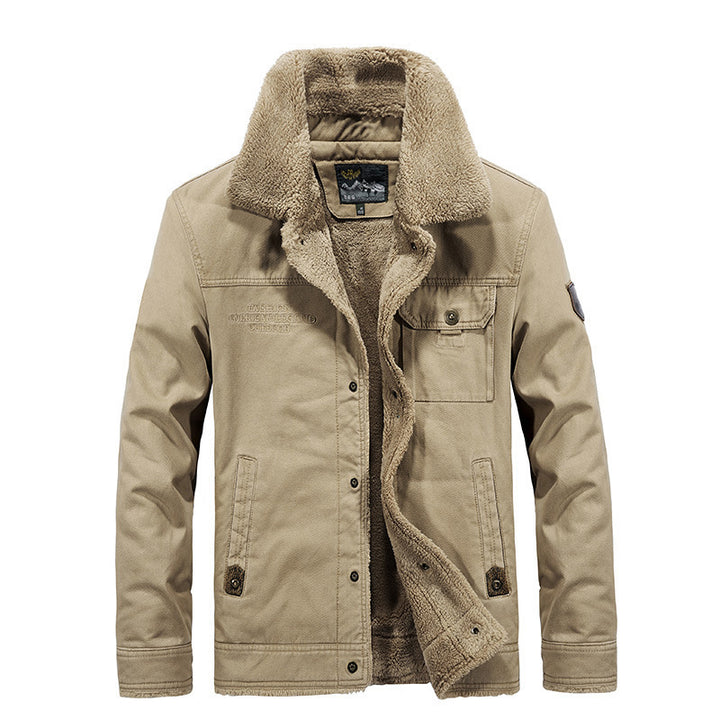 Men's Robust Canvas Field Jacket with Teddy Lining, Stand Collar and Utility Pockets Mune Fashion